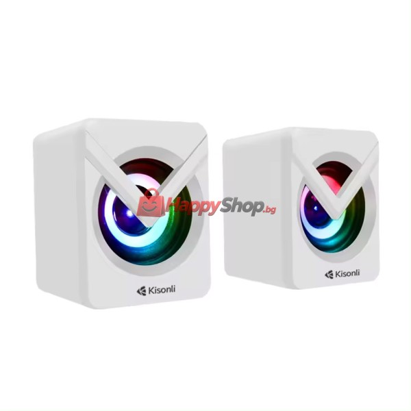 Тонколони Kisonli L-1040, AUX, 2x2.5W, Бял - 22245