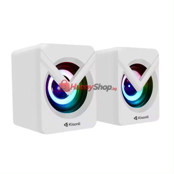 Тонколони Kisonli L-1040, AUX, 2x2.5W, Бял - 22245
