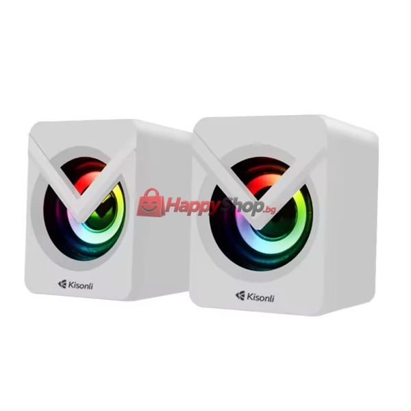 Тонколони Kisonli L-1040, AUX, 2x2.5W, Бял - 22245