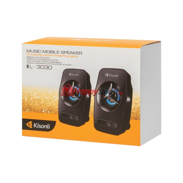 Тонколони Kisonli L-3030, 2x3W, USB, Черен - 22156