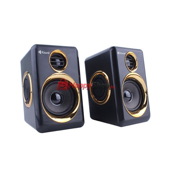 Тонколони Kisonli T-005, 2x3W, USB, Черен - 22157