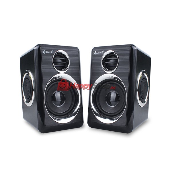 Тонколони Kisonli T-005, 2x3W, USB, Черен - 22157