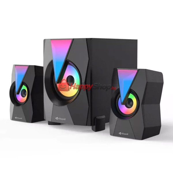 Тонколони Kisonli TM-4000U, Bluetooth, USB, AUX, SD, FM, 8W+2x4W, Черен - 22221