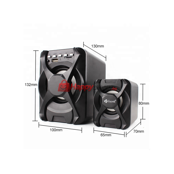 Тонколони Kisonli U-2500BT, Bluetooth, 5W+3W*2, USB, Черен - 22115