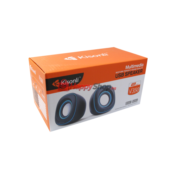 Тонколони, Kisonli V350, 2x3W, USB, Черен- 22061
