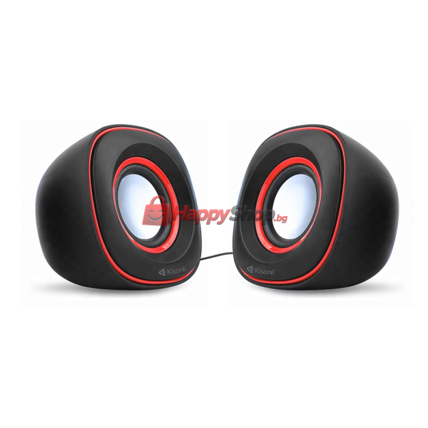 Тонколони, Kisonli V350, 2x3W, USB, Черен- 22061