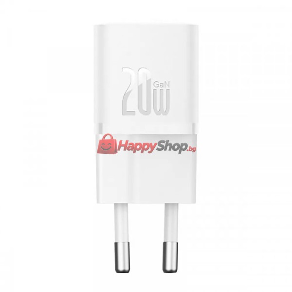 Мрежово зарядно устройство Baseus GaN5S Fast Charger 1C, 20W, 1 x Type-C F, Бял - 40407