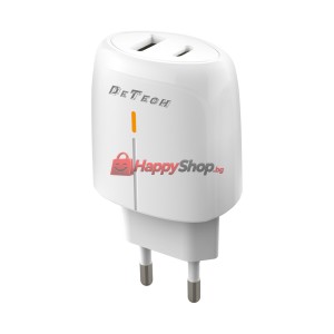 Мрежово зарядно устройство DeTech DE-31, 20W, 1 x Type-C F, ..
