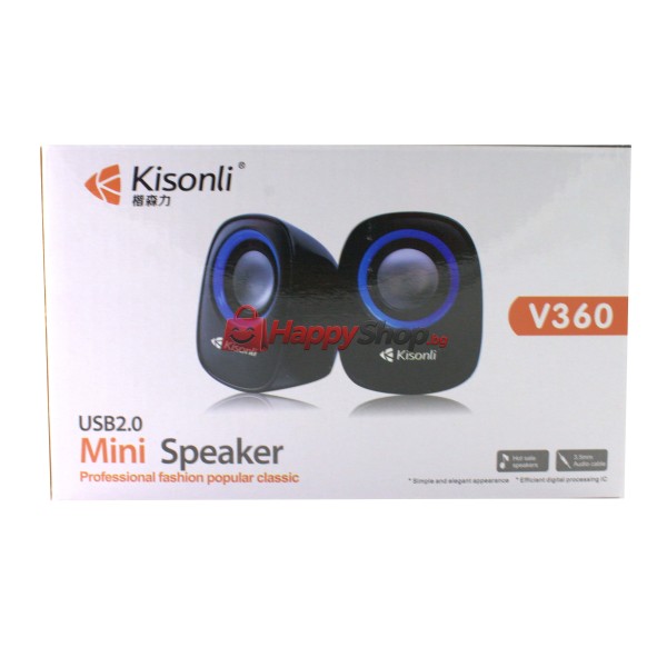 Тонколони Kisonli V360, 1.5W*2, USB, Различни цветове - 22046