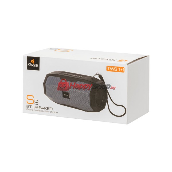 Тонколона Kisonli S9 TWS, Bluetooth, USB, SD, FM