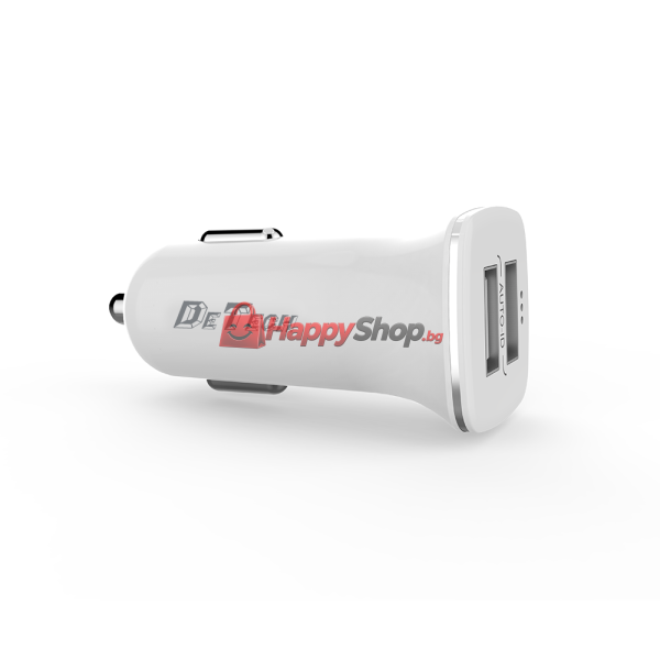 Зарядно устройство за кола DeTech, DE-C01, 5V/2.4A, 12/24V, 2 x USB, Бял - 14122
