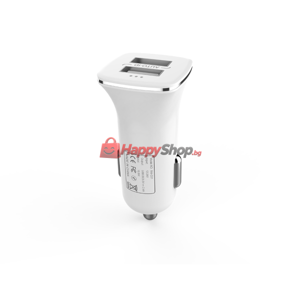 Зарядно устройство за кола DeTech, DE-C01, 5V/2.4A, 12/24V, 2 x USB, Бял - 14122