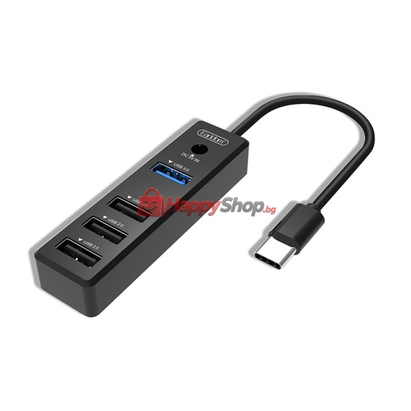 USB хъб Earldom ET-HUB08, Type-C, 4 Порта,, Черен - 40171