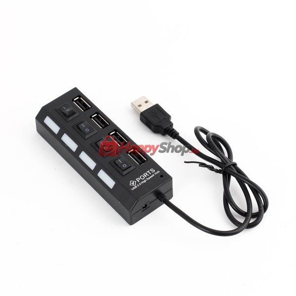 USB хъб , USB 2.0, 4 Порта, Черен - 12053