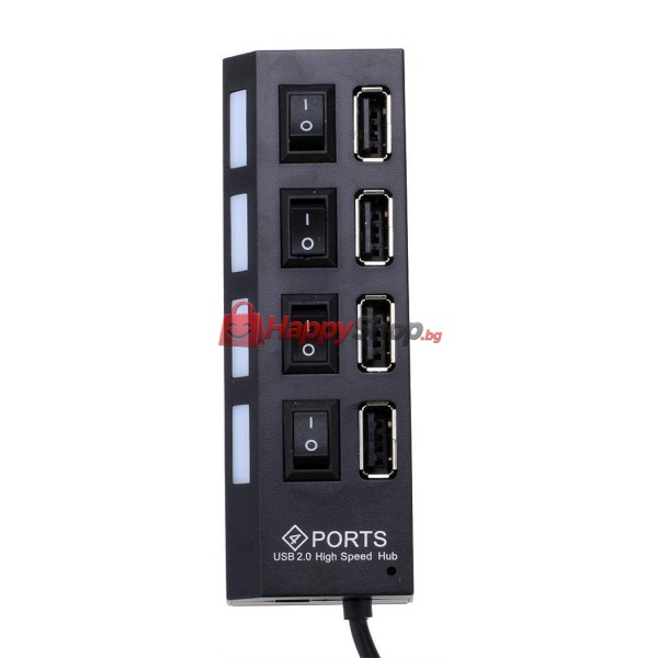 USB хъб , USB 2.0, 7 Порта, Черен - 12054