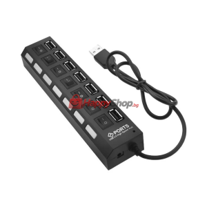 USB хъб , USB 2.0, 7 Порта, Черен - 12054