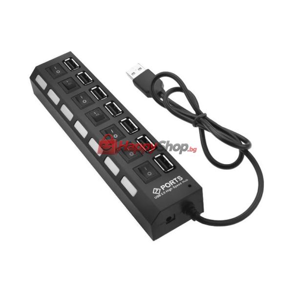 USB хъб , USB 2.0, 7 Порта, Черен - 12054