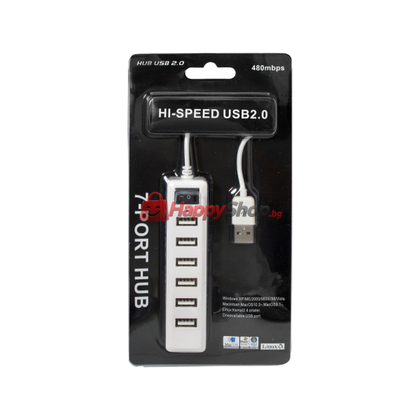 USB хъб , USB 2.0, 7 Порта, Черен - 12057