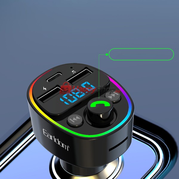 FM Трансмитер Earldom ET-M78, Bluetooth, Micro SD, USB, Type-C, QC, Черен - 17776
