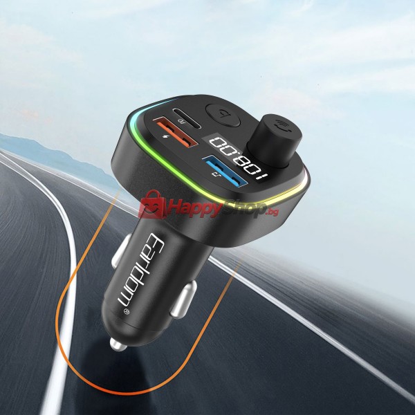 FM Трансмитер Earldom ET-M84, Bluetooth, USB, Type-C, PD, 3.1A, Черен - 17773