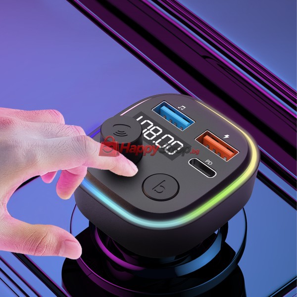 FM Трансмитер Earldom ET-M84, Bluetooth, USB, Type-C, PD, 3.1A, Черен - 17773