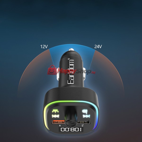 FM Трансмитер Earldom ET-M85, Bluetooth, USB, 3.1A, Черен - 17772