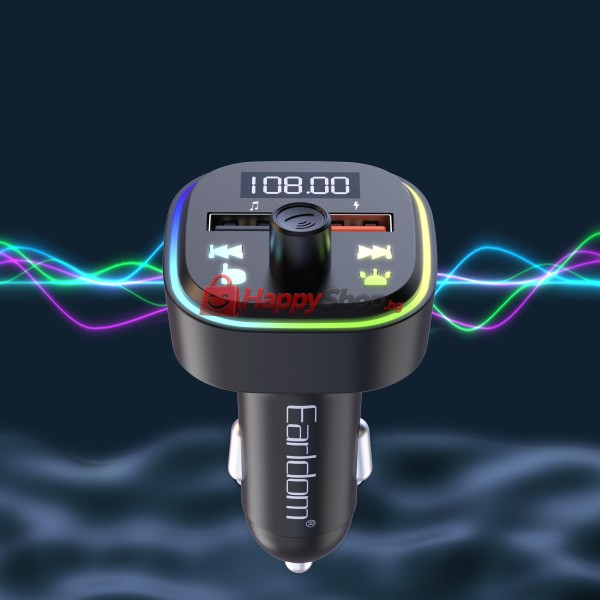 FM Трансмитер Earldom ET-M85, Bluetooth, USB, 3.1A, Черен - 17772