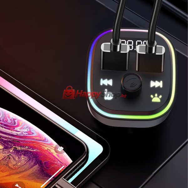 FM Трансмитер Earldom ET-M85, Bluetooth, USB, 3.1A, Черен - 17772