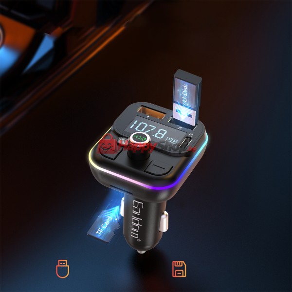 FM Трансмитер Earldom ET-M86, Bluetooth, USB, Type-C, PD, 3.1A, Черен - 17771