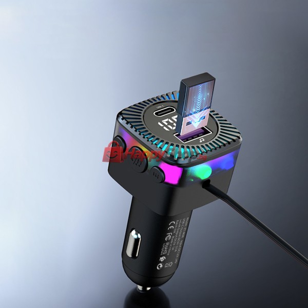 FM Трансмитер Earldom ET-M98, Bluetooth, USB, Type-C, 3.1A, С кабел 3 в 1, Черен - 17768