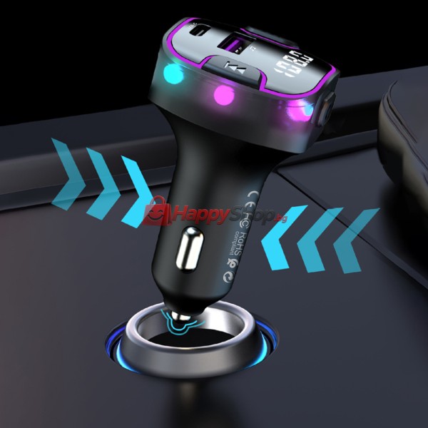 FM Трансмитер Earldom ET-M99, Bluetooth, USB, Type-C, QC, 3.1A, Черен - 17767