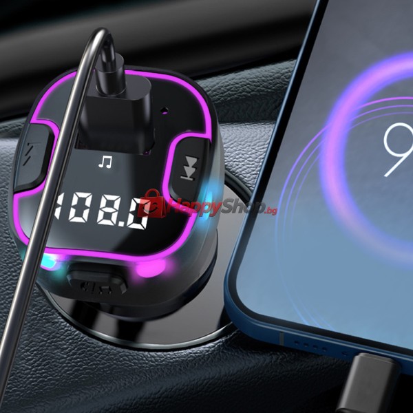 FM Трансмитер Earldom ET-M99, Bluetooth, USB, Type-C, QC, 3.1A, Черен - 17767