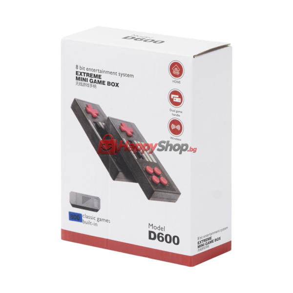 Игрова конзола D600, 800 Вградени игри, HDMI, Черен - 13032