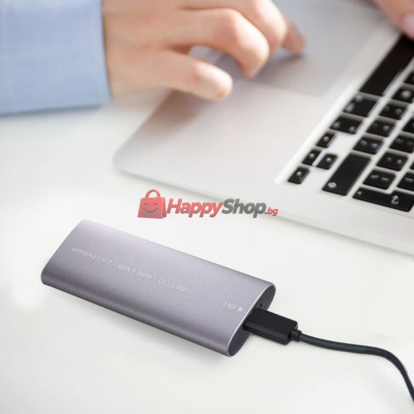 Кутия за SSD SHL-R320, USB 3.1 - M.2 SATA+NVME, Сив - 17756
