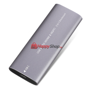 Кутия за SSD SHL-R320, USB 3.1 - M.2 SATA+NVME, Сив - 17756