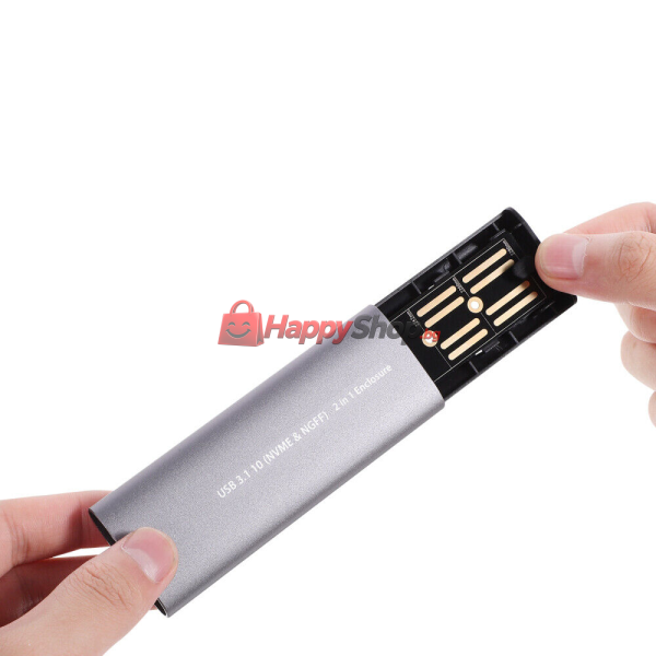 Кутия за SSD SHL-R320, USB 3.1 - M.2 SATA+NVME, Сив - 17756