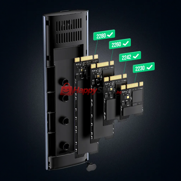Кутия за SSD SHL-R320, USB 3.1 - M.2 SATA+NVME, Сив - 17756