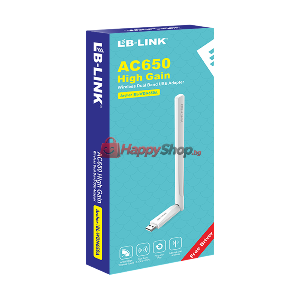 Безжичен мрежов адаптер LB-LINK BL-WDN650A, 650Mbps, 2.4/5Ghz, 6dBi, Бял - 19045