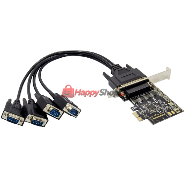 Контролер , PCI-E x1, Serial port, Нископрофилен, 4 Порта - 17757