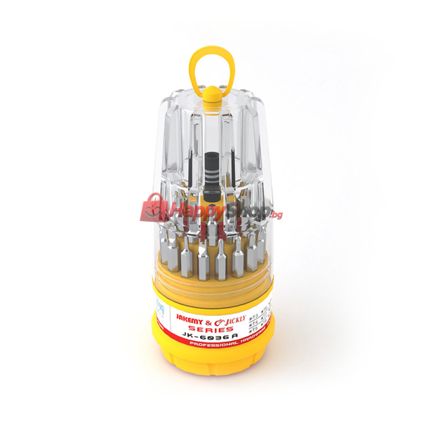 Комплект отвертка и накрайници Jakemy JK-6036-A, 31 Части, CR-V, Жълт - 17628