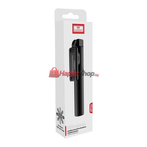 Селфи стик Earldom ET-ZP23, Bluetooth, 75см, Черен - 40229