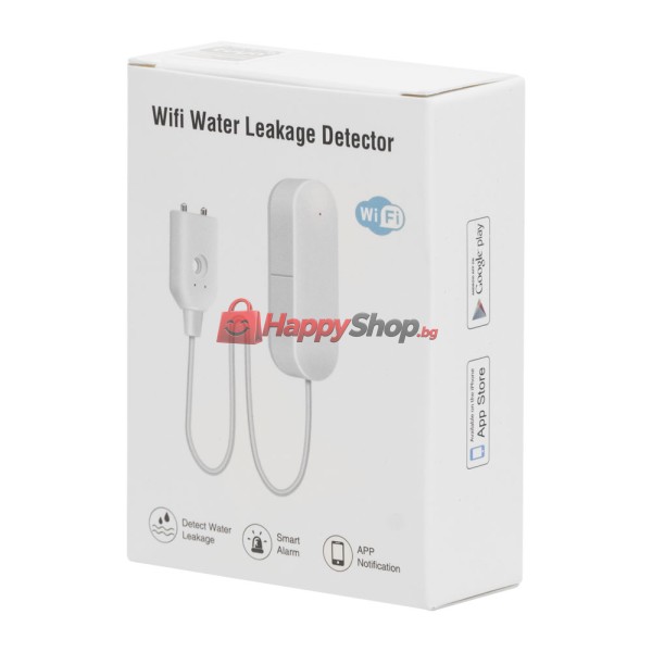 Смарт сензор PST-WW002, За алармиране при наводнение, Wi-Fi, Tuya Smart, Бял - 91005