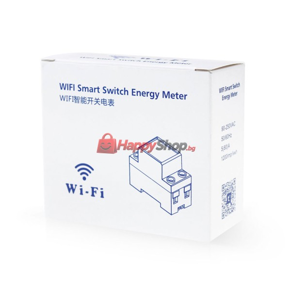 Смарт електромер PST-ZMAi-90, За 35mm DIN, 220V, 60A, Wi-Fi, Tuya Smart, Бял - 91023