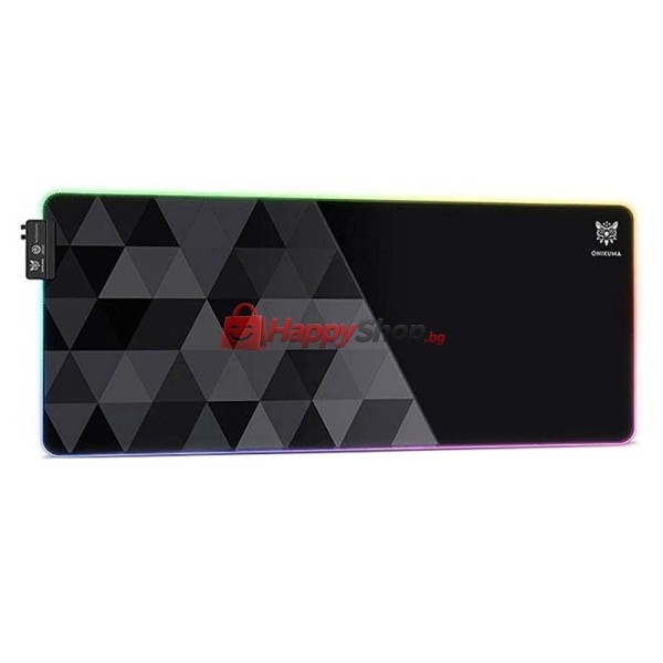 Геймърска подложка за мишка Onikuma MP006, RGB подсветка, 800x300, Черен - 17829