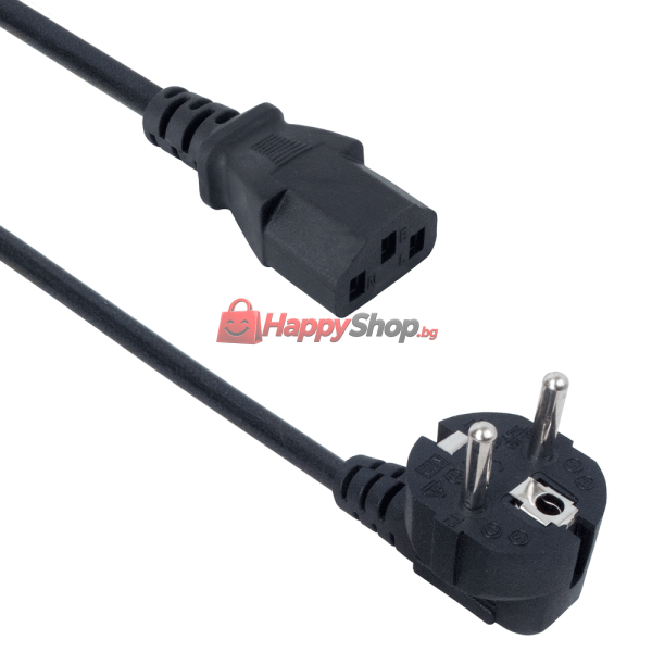 Захранващ кабел DeTech, За компютър, 5.0m, CEE 7/7 - IEC C13, High Quality - 18319