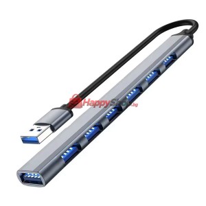 USB хъб DeTech, 7 порта, USB към 7хUSB3.0, Сив - 17848