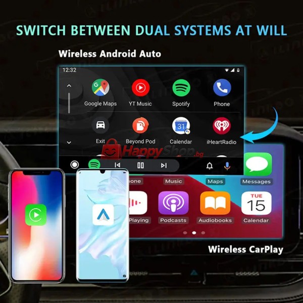 Безжичен Apple CarPlay/ Android Auto адаптер CP-T63, За автомобил - 13307