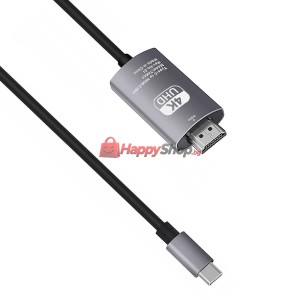 Кабел DeTech, USB-C – HDMI, 2.0m, 4K, 30Hz, Сив - 18392