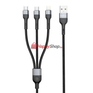 Кабел за данни DeTech DE-52UCL, 3 в 1, USB - 2хType-C, Light..