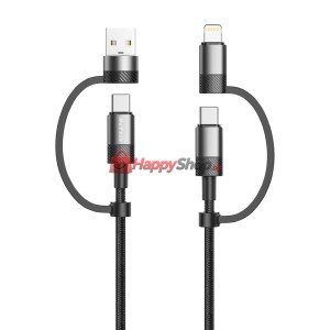 Кабел за данни DeTech DE-54UCI, 4в1 USB-Lightning/Type-C Typ..